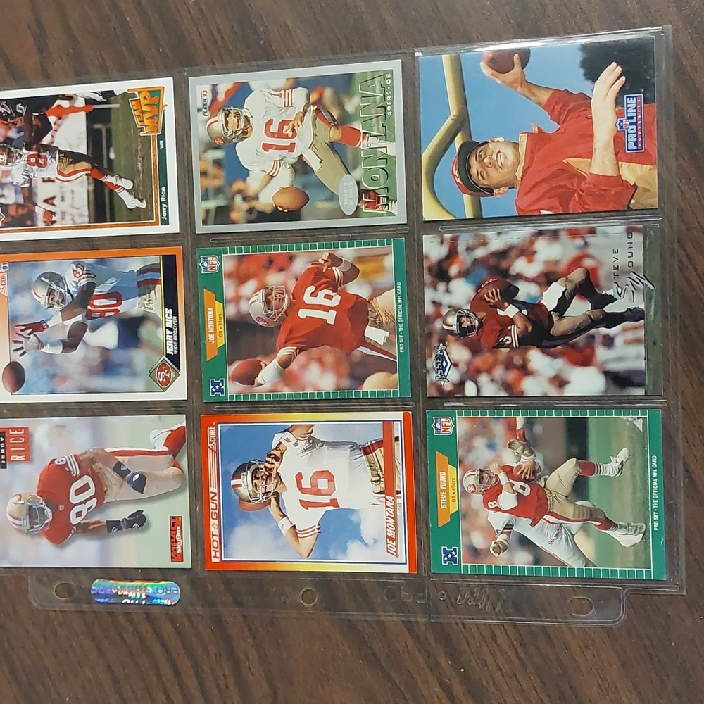 Set of 9 San Fransisco 49ers Trading Cards